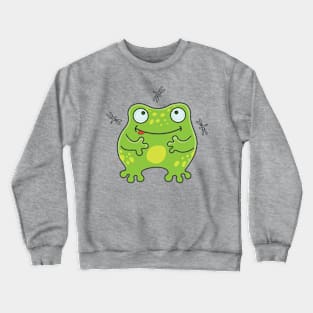 The frog loves to eat dragonflies Crewneck Sweatshirt